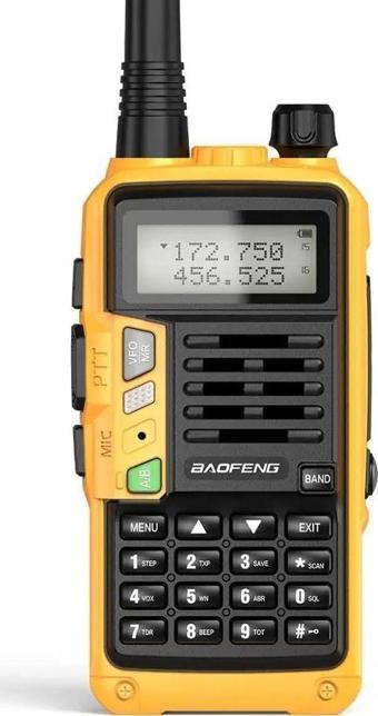 Valkyrie Baofeng UVS9 Plus 8W 2200mAh FM UHF/VHF El Telsiz +Yedek Batarya Sarı