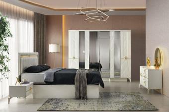 Avm 24 Bükreş Yatak Odası-mdf-aytaşı-6 Kapaklı Ve Aynalı-bazasız Traversli