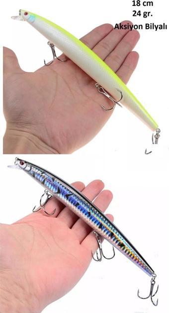 2 Adet 18cm 24gr.Rapala Lures Sahte Balık Yemi Yapay Yem Suni Yem Maket Balık Jig Yem