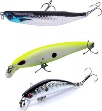 3 lü Set sahte Yem Lures Turna Levrek Alabalık Rapala LüferAilesi JigYem