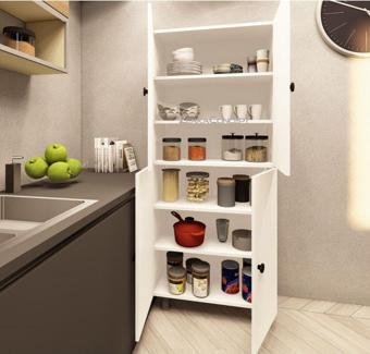 Zerka Concept Lier Mdf 6 Raflı Çok Amaçlı Mutfak Banyo Ayakkabılık Dolabı 70 Cm