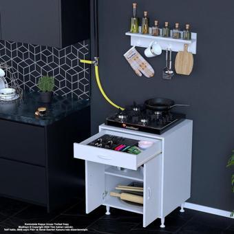 Modilayn Birce M-60 X 87 X 48 Cm Kapaklı Set Ocak Altı Dolap Ve Baharat Rafı