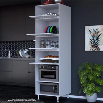 Modilayn Silva 4 Kapak 59,6 X 226,4 X 56Cm 6 Derin Göz Raf Mini Midi Mikrodalga Fırın Dolabı