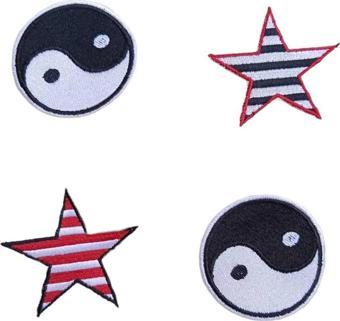 Arma Ütü İle Yapışan Ying Yang Ve Yıldız Model Set-Patch