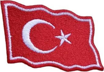 Keskin Nakış Ütü  İle Yapışan Dalgalı Türk Bayrağı Arma Yama Patch 6,5 Cm