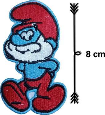 Keskin Nakış Ütü Ile Yapışan Şirinler Şirin Baba Arma Yama Patch - 8 Cm