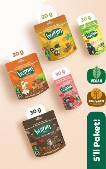 Humm Organic Organik Glutensiz Vegan Kek & Mini Küp Atıştımalık Paketi - 30 G X 5 adet (5 çeşit)