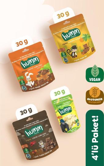 Humm Organic Organik Glutensiz Vegan Meyveli Küp & Kek Atıştırmalık Paketi - 30 G X 4 adet (4 çeşit)