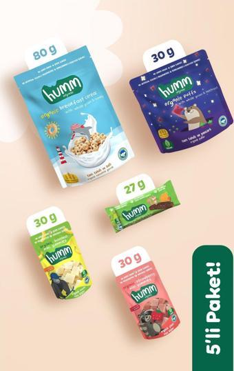 Humm Organic Organik Kahvatlı & Ara Öğün Atıştırmalık Paketi - 5 Adet (5 ÇEŞİT)