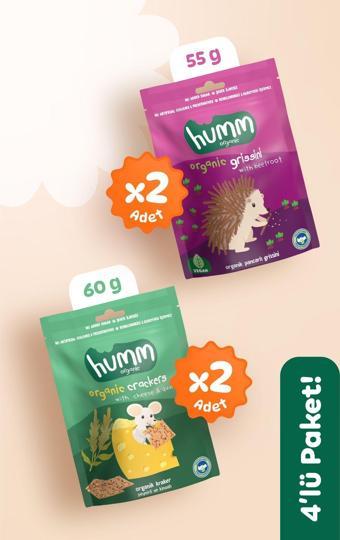 Humm Organic Organik Tuzlu Kraker & Grissini Atıştırmalık Paketi - 4 adet (2 çeşit)