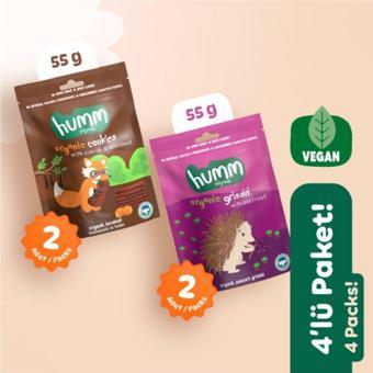 Humm Organic Organik Vegan Tatlı Kurabiye & Tuzlu Grissini Atıştırmalık Paketi - 55 G X 4 adet (2 çeşit)