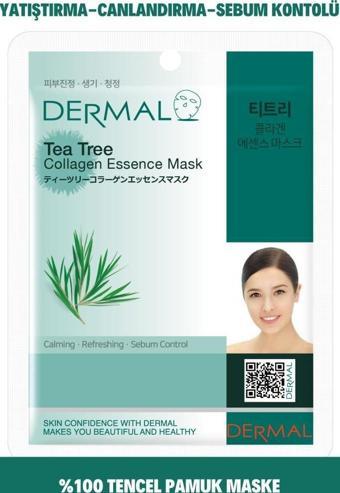 DERMAL Sebum Kontrolü, Yatıştırıcı, Canlandırıcı Çay Ağacı Özlü Kolajen Maske 23 Gr