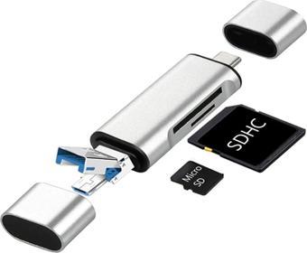 3in1 Taşınabilir Type C USB Kart Okuyucu Mikro Sd Kart Çevirici Dönüştürücü Adaptör