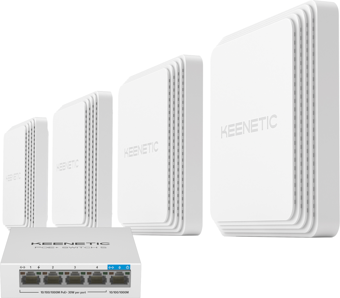 Keenetic Orbiter Pro 4'Lü Paket + Keenetic PoE+ Switch 5 Router PoE Mesh Wi-Fi Sistem