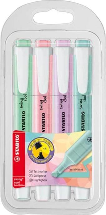 Stabilo Fosforlu Kalem Swing Cool Kalem Tipi Pastel 4 LÜ 275/4-08