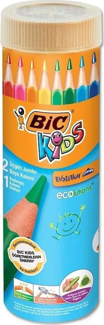 Bic Kids Evolution Metal Tüp 12+1'li Jumbo Üçgen Kuru Boya Seti