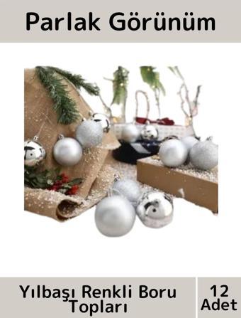 Luxery Parti Eğlence Yeni Yıl Noel Yılbaşı 12'li Yılbaşı Ağacı Çam Ağacı Renkli 3 Cm Boru Topları