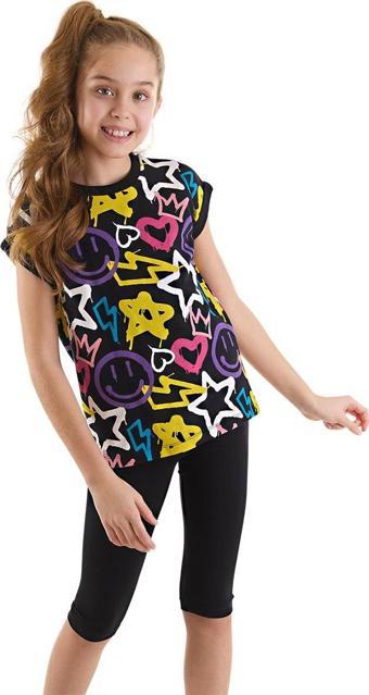 Street Style Kız Çocuk Yazlık T-Shirt Tayt Takım