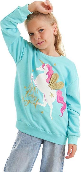 Unicorn Kız Çocuk Mint Sweatshirt