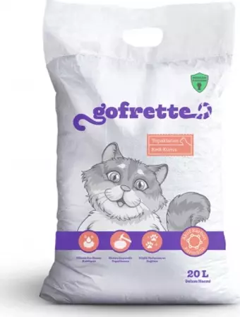 Gofrette Bentonit Natural Topaklanan Kedi Kumu 20 LT