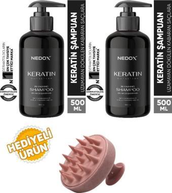 NEDOX 2 Adet Yıpranmış Saçlar Için Keratinli Saç Bakım Şampuanı 500 ml+Saç Masaj Tarağı