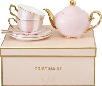 Cristina Re Two Cup Blush Stripe Teaset