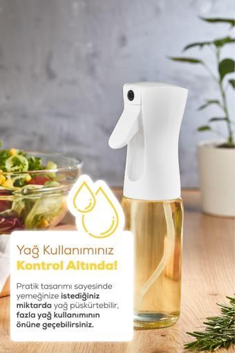 Beyaz Airfryer Sprey Yağdanlık Cam Şişe Izgara Fritöz Salata Yağ Püskürtücü