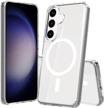 Samsung Galaxy S23 Fe Şeffaf Magsafe Wireless Kablosuz Şarj Destekli V-mags Kılıf