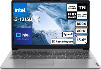 Lenovo IdeaPad i3 1215U 16GB 256GB SSD 15.6" FHD Freedos Dizüstü Bilgisayar 82QD00GMTX BT2