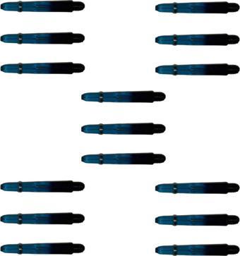 Dartsan 5 Set (15 Adet) 35Mm, Mavi-Siyah, Polikarbon Şeffaf Dart Shaft-Şaft.