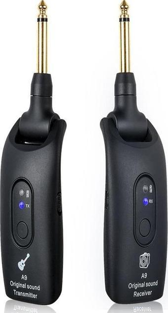 A9 Kablosuz Gitar Sistemi Alıcı Verici Şarjlı Elektro Gitar Bas Keman Elektro Saz