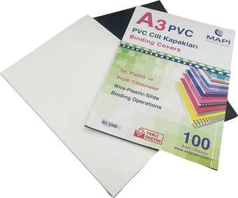 MAPİ A3 CİLT KAPAK PPE SİYAH-BEYAZ 350 MİCRON 100 LÜ