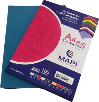 MAPİ A4 PVC ŞEFFAF CİLT KAPAK ŞEFFAF MAVİ 100 LÜ