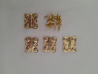 4 Adet Eko Menteşe Sarı ve Vidaları 20x18 mm Kutu ve Sandık Menteşesi Hobi Maket