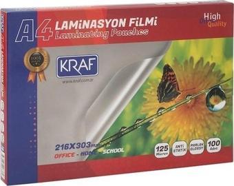 KRAF LAMİNASYON FİLMİ PARLAK A4 125MIC 100LÜ 2124