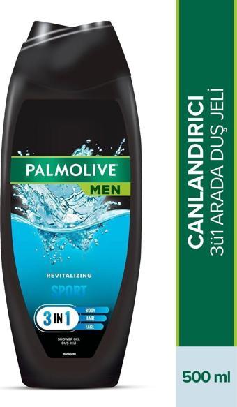 Palmolive Men Sport Canlandırıcı 3'Ü 1 Arada Yüz,Vücut Ve Saç Için Erkek Duş Jeli Ve Şampuan 500 Ml