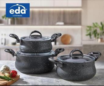 Eda 3 lü granit döküm 3 lü güveç set - küçük tencere seti takımı