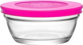 Lav 6 lı saklama kabı - kapaklı cam saklama kabı 250 cc. pembe mst243