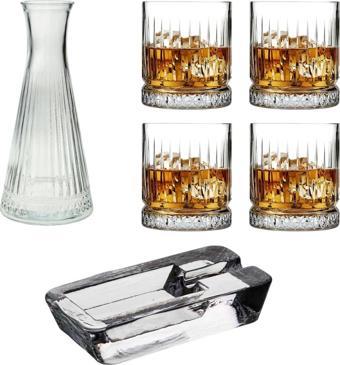 elysia 6 parça keyf set  - paşabahçe viski bardağı - karaf şişe - puro küllüğü