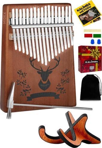 Midex KLX-456-PAK Hakiki Ağaç Geyik Desenli Kalimba 17 Tuşlu Full Set