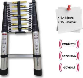 440 cm. - 15  Basamaklı Teleskobik / Teleskopik Merdiven - I Tipi Uzayan Merdiven