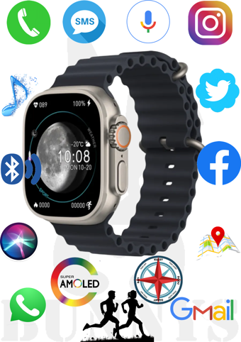 Samsung Galaxy S23 Uyumlu Akıllı Saat Konuşma Özellikli Watch 8 Ultra 49MM AMOLED EKRAN