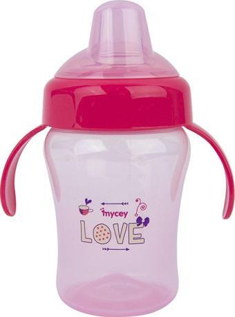 Mycey Love Kulplu Alıştırma Bardağı 0+ Ay 240 ml Pembe