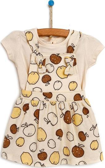 Bebbek Yenidoğan Spring Fruits Elbise-Tshirt 2li Takım Kız Bebek