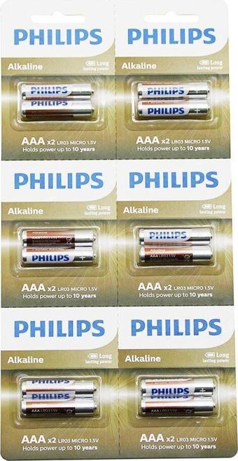 Findit PHILIPS  ALKALİNE İNCE - AAA - 1.5V  PİL  12PCS= 2Lİ X 6 330244