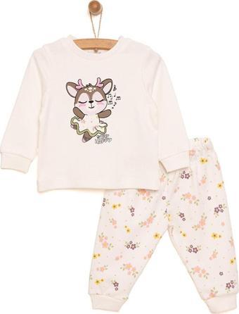 HelloBaby Bisiklet Yaka Geyik Desen Kız Bebek Pijama Takımı