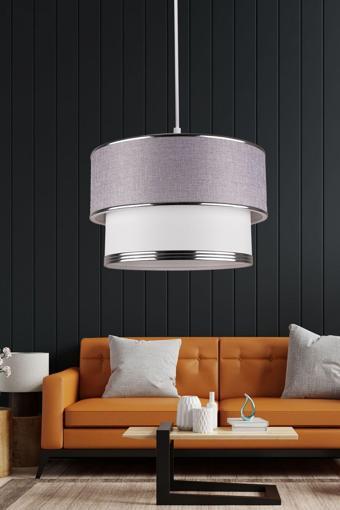 Eslight Stone Gümüş Şerit Açık Gri Sarkıt Pasta Avize