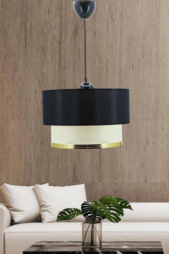 Eslight Tekli Şerit Pasta Sarkıt Avize Siyah