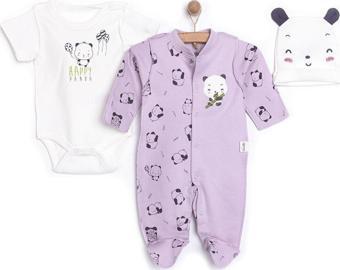 Bebetto Yenidoğan Hello Panda Unisex Tulum-Body-Şapka Unisex