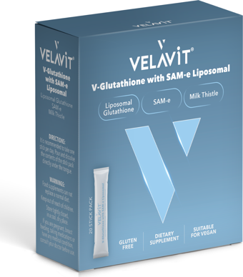 Velavit Longevity V-Glutathione with SAM-e Liposomal Glutatyon ve Silimarin İçeren Takviye Edici Gıda 30 Şase